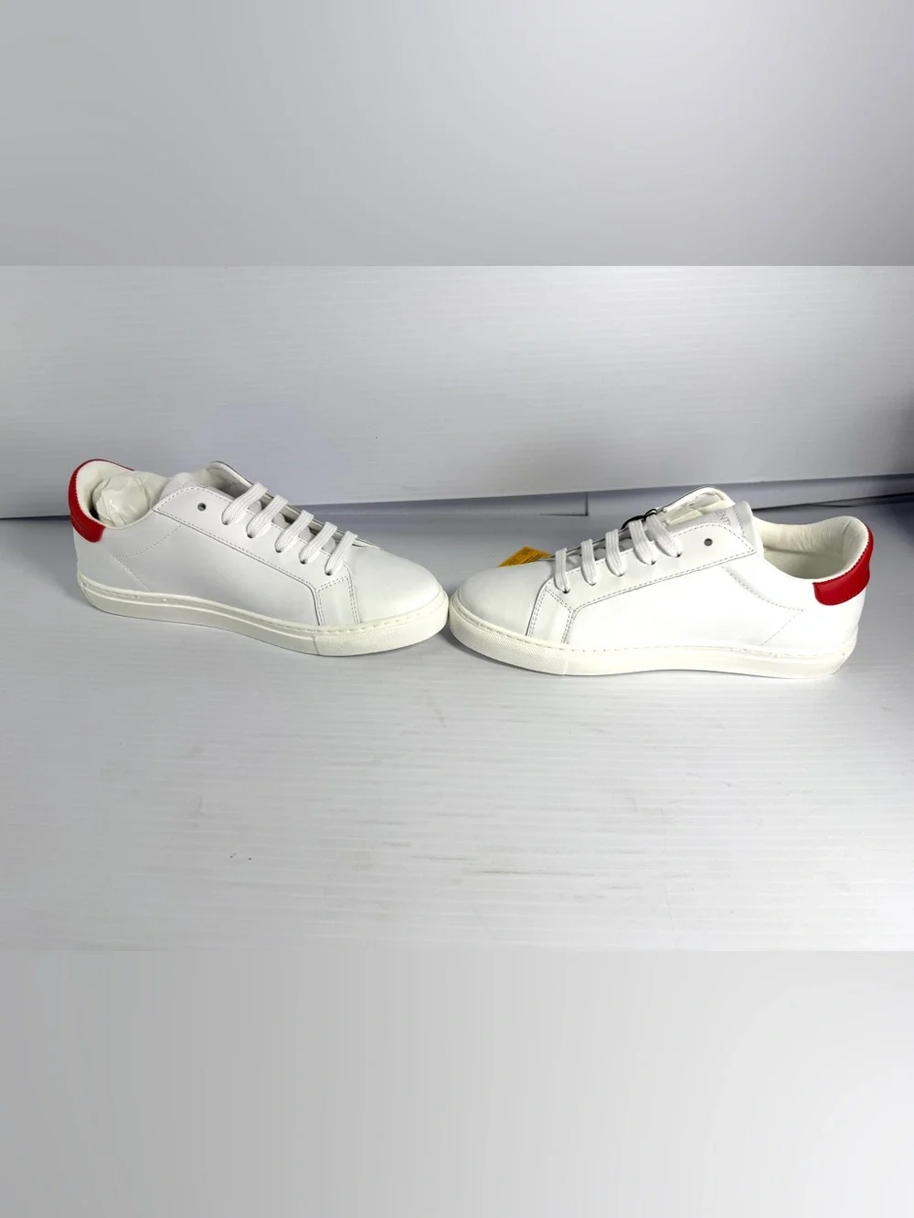 Valentino Petra White Leather Sneakers with Red Detailing - Picture 6 of 13